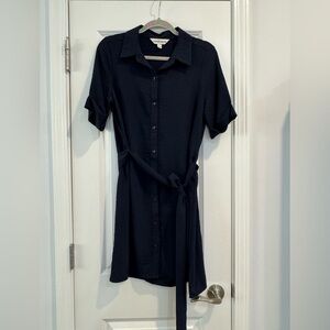 Magnolia Blue Buttoned Tie Front Mini Dress